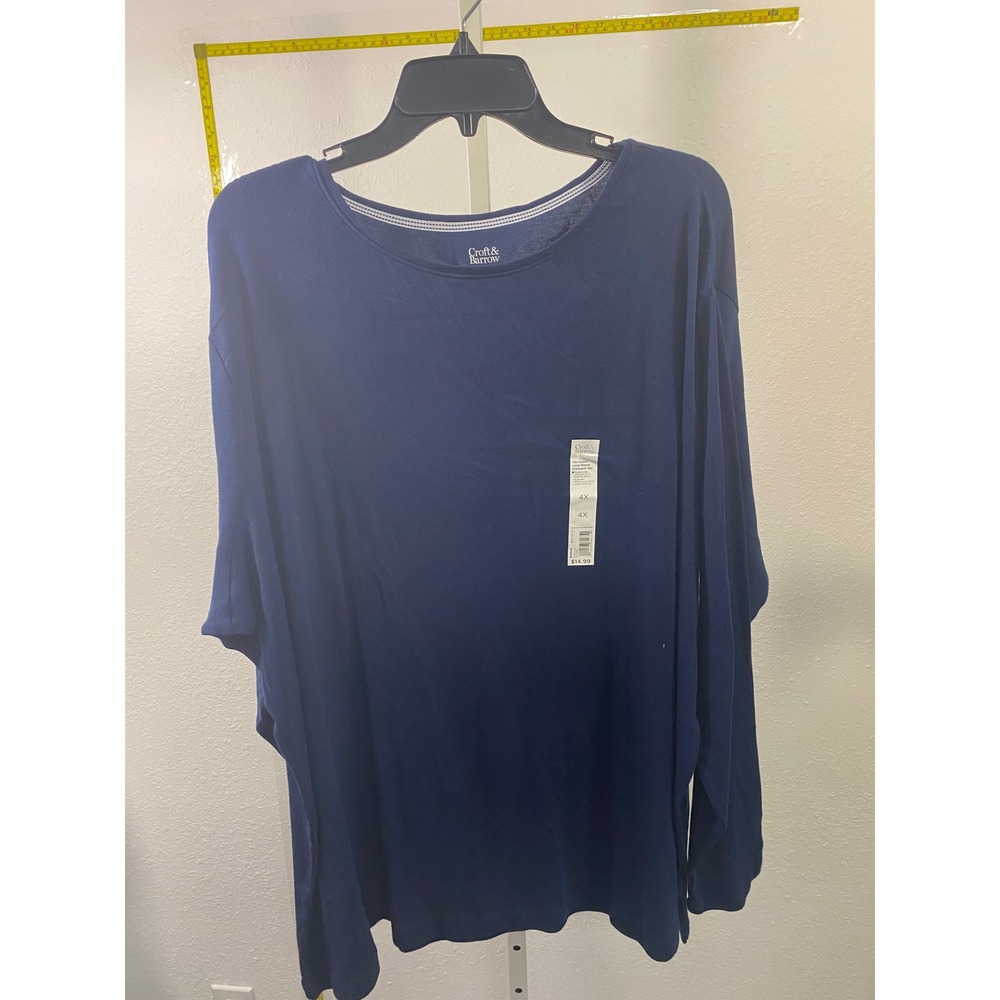 Croft & Barrow Navy Blue Long Sleeve Classic Tee Plus Size 4X NWT